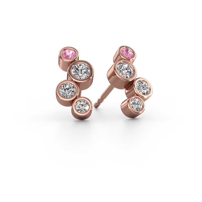 Image of Stud earrings Marlys 2 585 rose gold Pink sapphire 2.5 mm