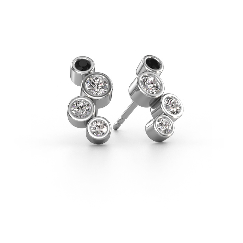 Image de Clous d'oreilles Marlys 2 585 or blanc Diamant noir 0.824 crt