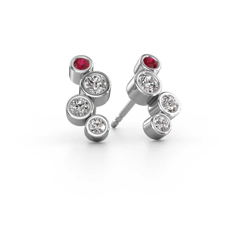 Image de Clous d'oreilles Marlys 2 585 or blanc Rubis 2.5 mm