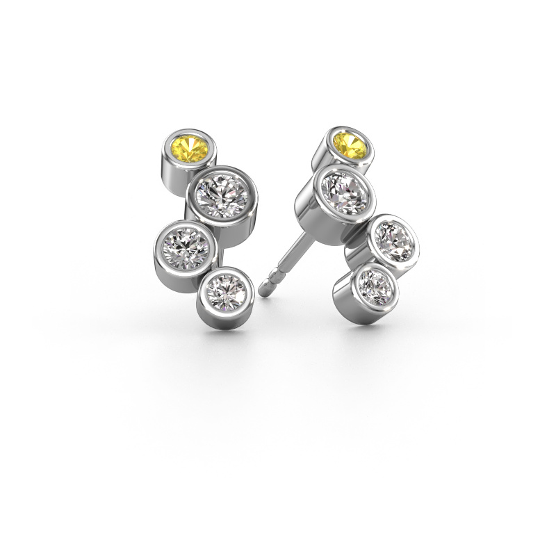 Image of Stud earrings Marlys 2 585 white gold Yellow sapphire 2.5 mm