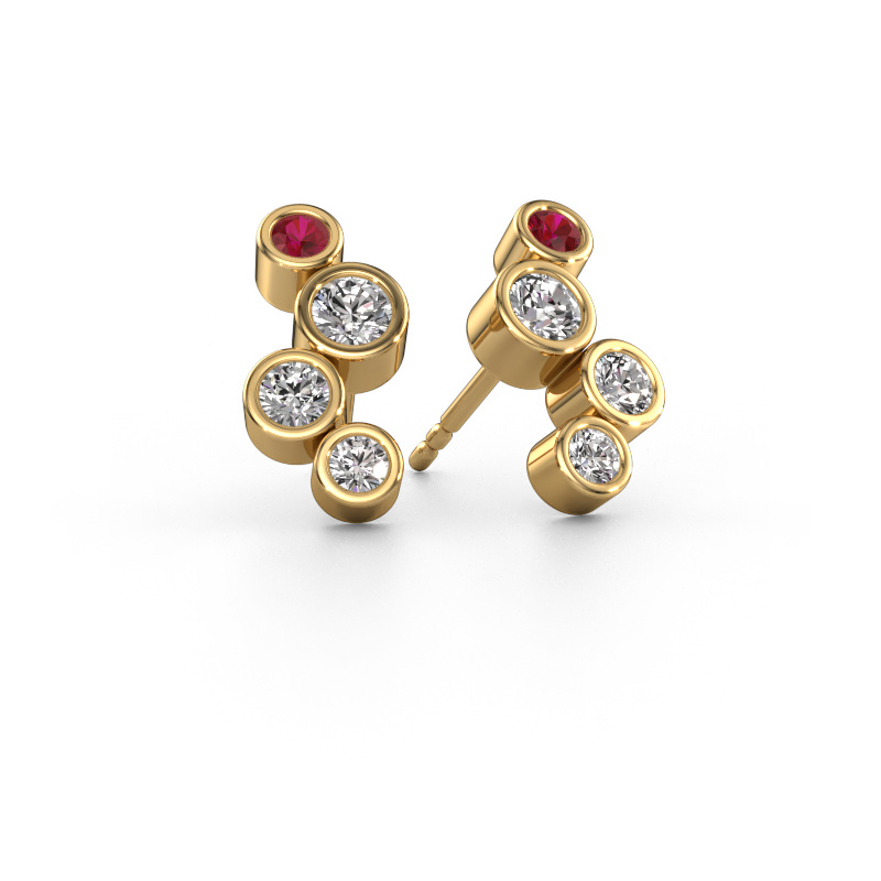 Image of Stud earrings Marlys 2 585 gold Ruby 2.5 mm