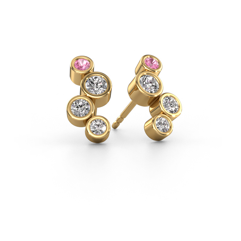 Image de Clous d'oreilles Marlys 2 585 or jaune Saphir rose 2.5 mm