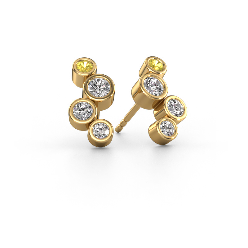 Image of Stud earrings Marlys 2 585 gold Yellow sapphire 2.5 mm