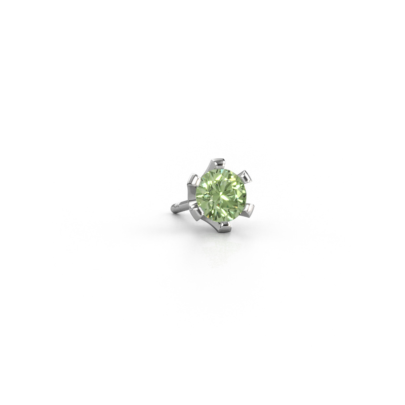 Image of Men's earring Martijn 950 platinum Green lab grown diamond 4.2 mm