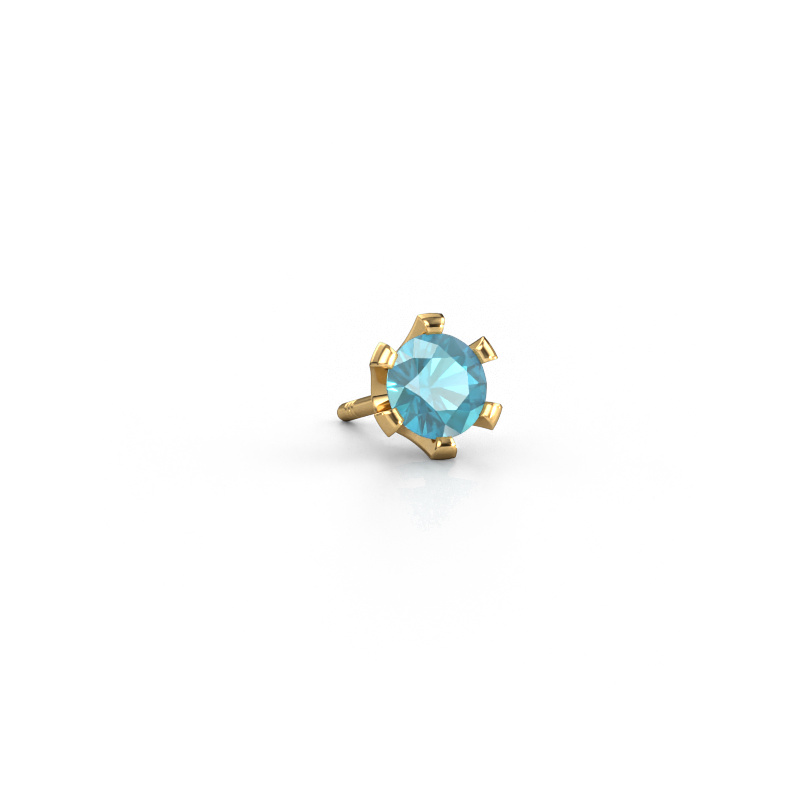Image of Men's earring Martijn 585 gold Blue topaz 4.2 mm