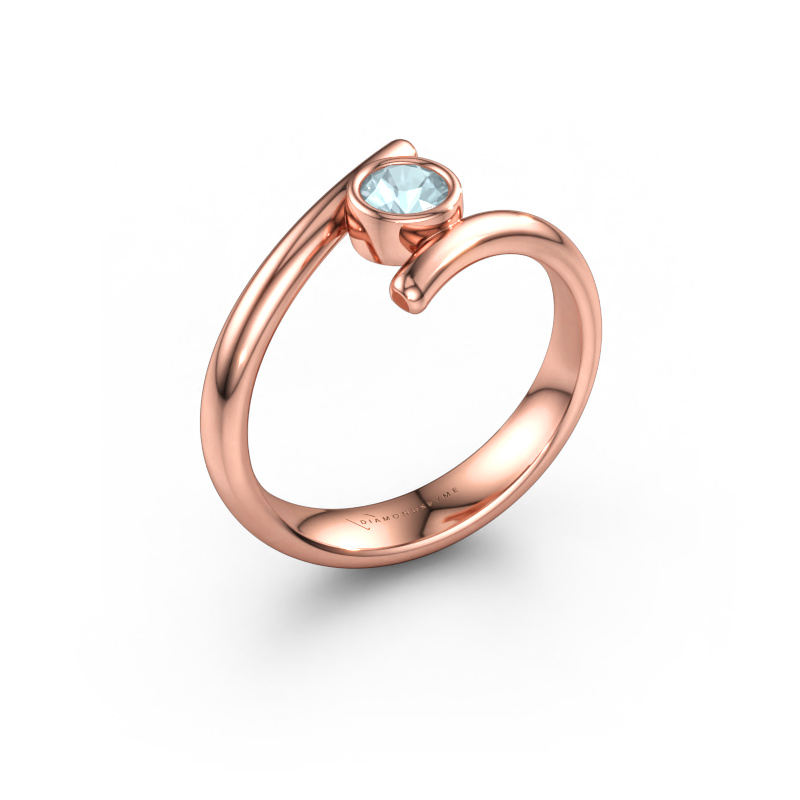 Immagine di Anello Mary 585 oro rosa Acquamarina 4 mm