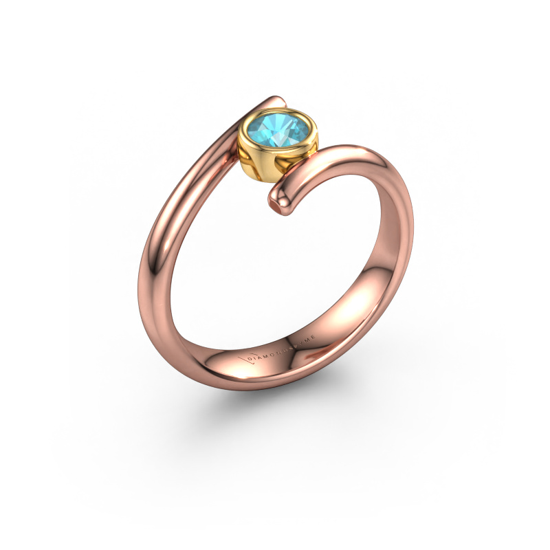 Bild von Ring Mary 585 Roségold Blau Topas 4 mm