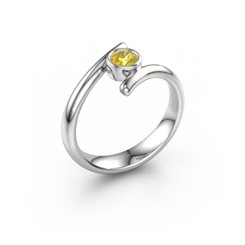 Immagine di Anello Mary 585 oro bianco Zaffiro giallo 4 mm