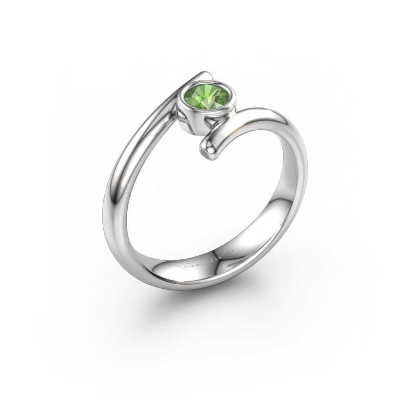 Immagine di Anello Mary 585 oro bianco Tormalina verde 4 mm
