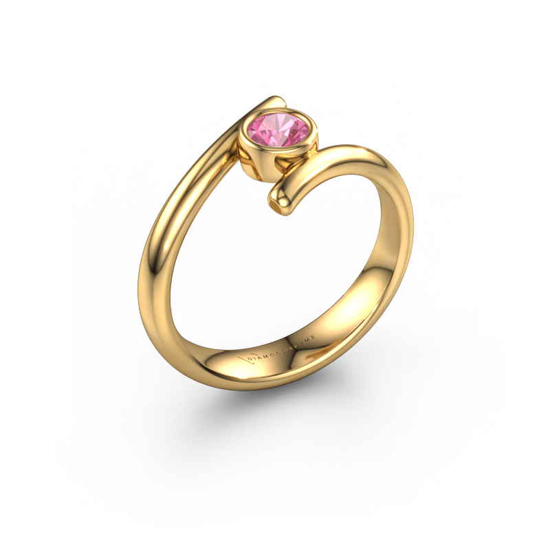Image de Bague Mary 585 or jaune Saphir rose 4 mm