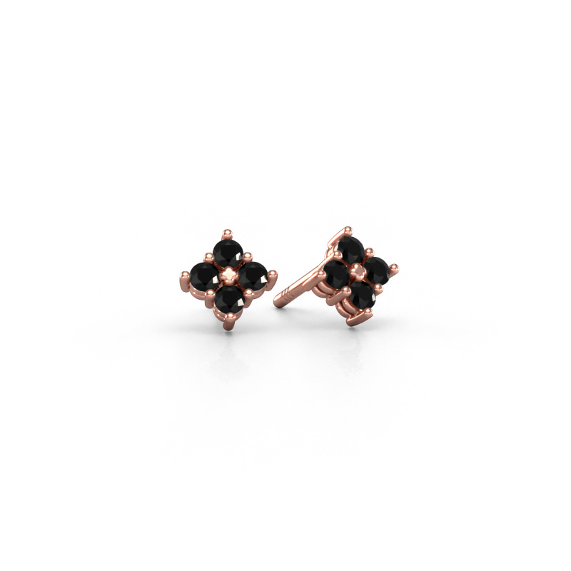 Image of Stud earrings Maryetta 585 rose gold Black diamond 0.288 crt