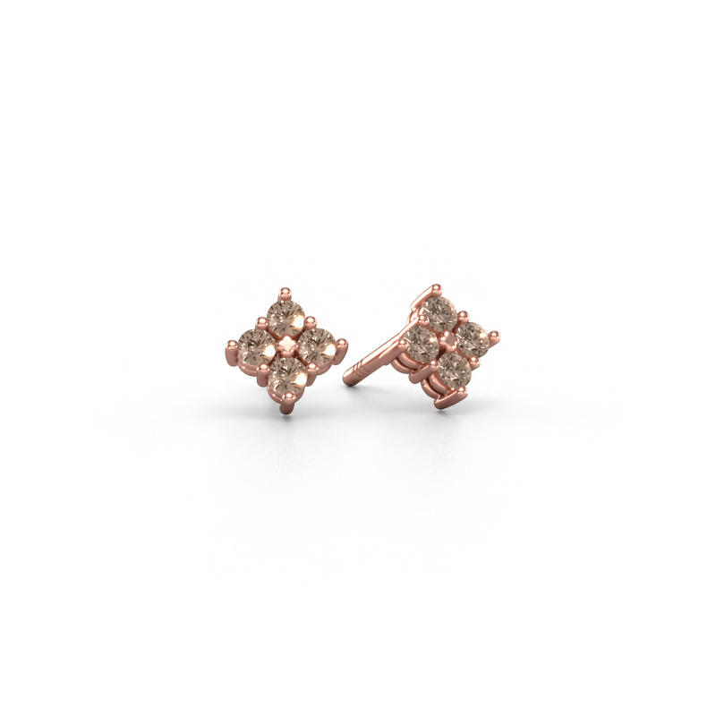 Image of Stud earrings Maryetta 585 rose gold Brown diamond 0.24 crt
