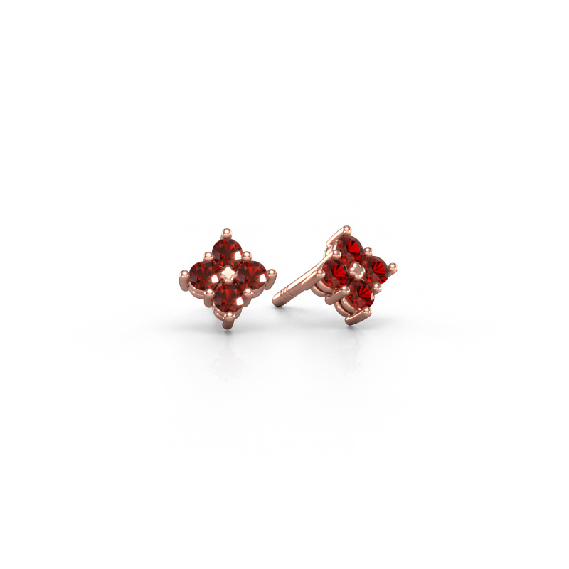 Image of Stud earrings Maryetta 585 rose gold Garnet 2 mm