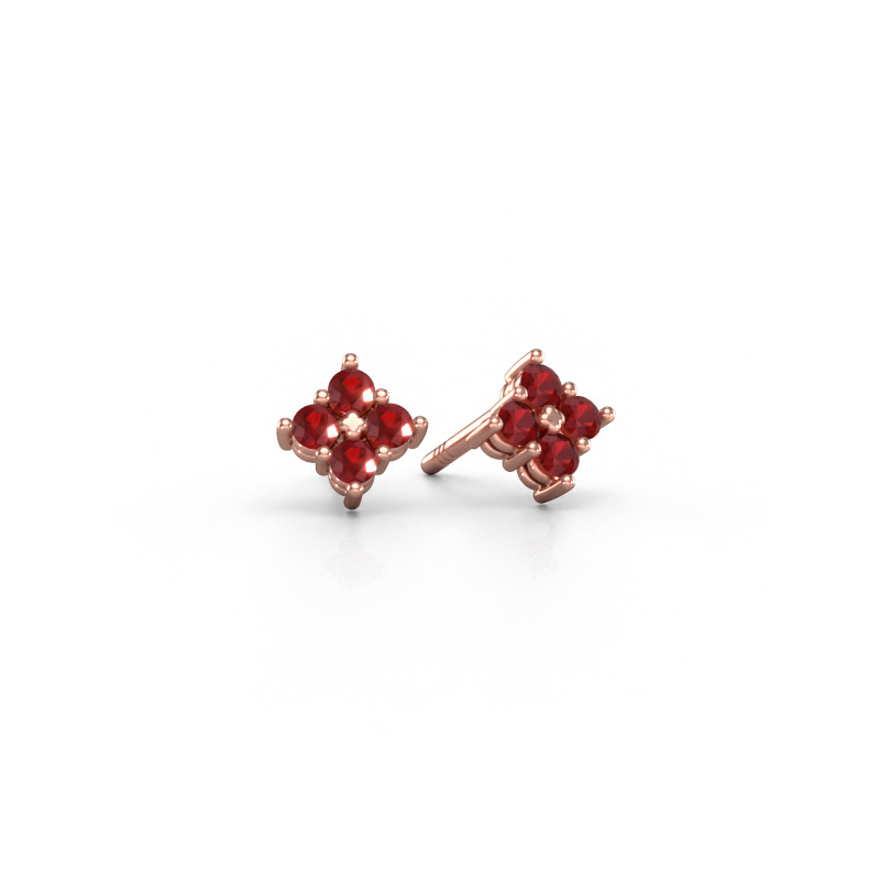 Image of Stud earrings Maryetta 585 rose gold Ruby 2 mm
