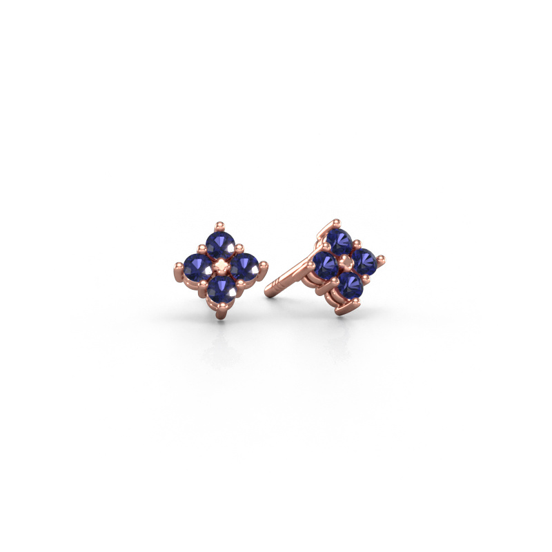 Image of Stud earrings Maryetta 585 rose gold Sapphire 2 mm