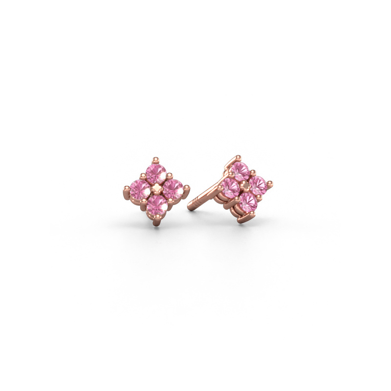 Image of Stud earrings Maryetta 585 rose gold Pink sapphire 2 mm