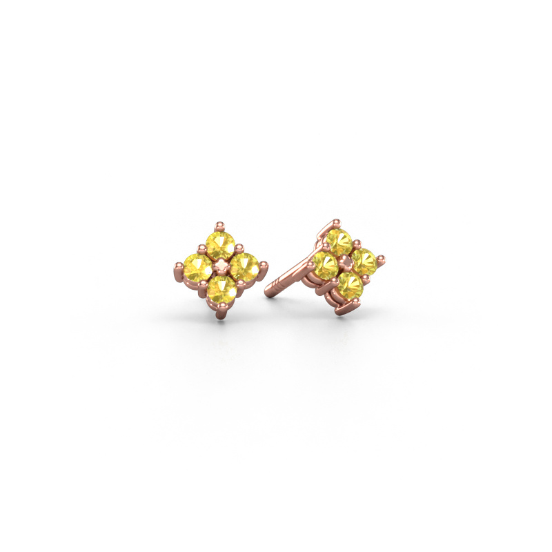 Image of Stud earrings Maryetta 585 rose gold Yellow sapphire 2 mm