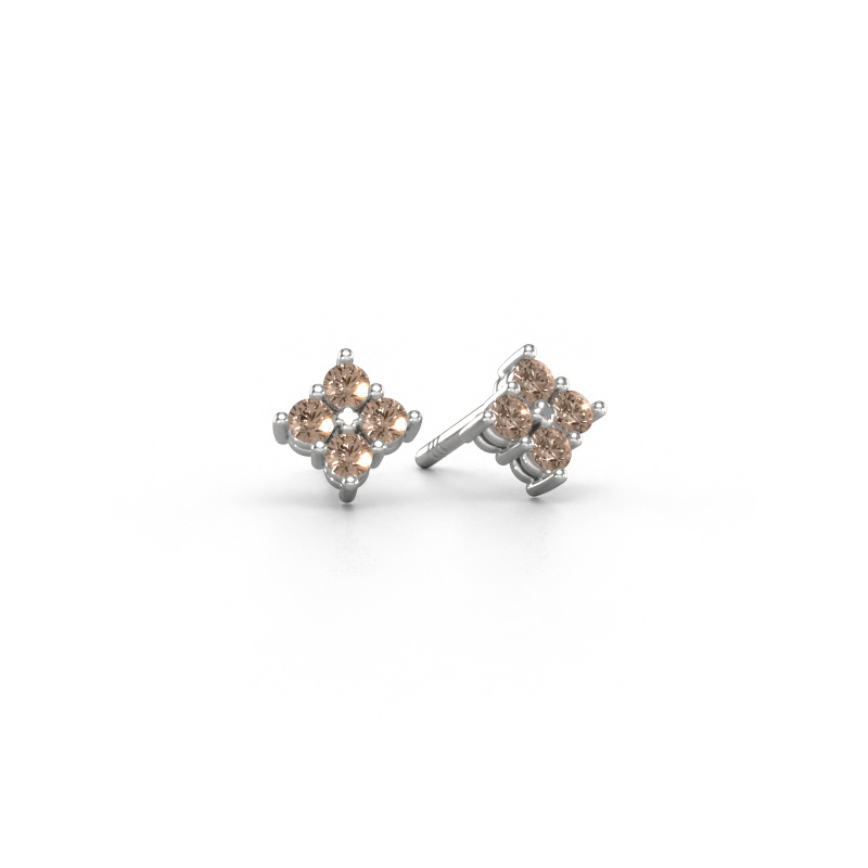Image de Clous d'oreilles Maryetta 950 platine Diamant brun 0.24 crt