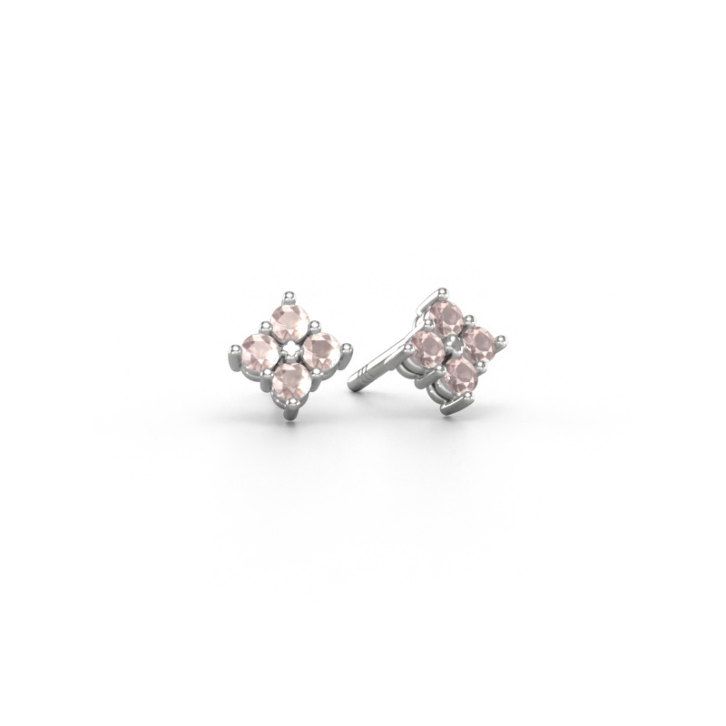 Image of Stud earrings Maryetta 585 white gold Morganite champagne 2 mm