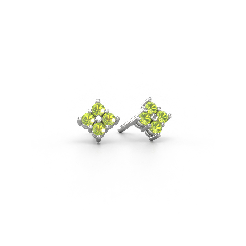 Image of Stud earrings Maryetta 585 white gold Peridot 2 mm