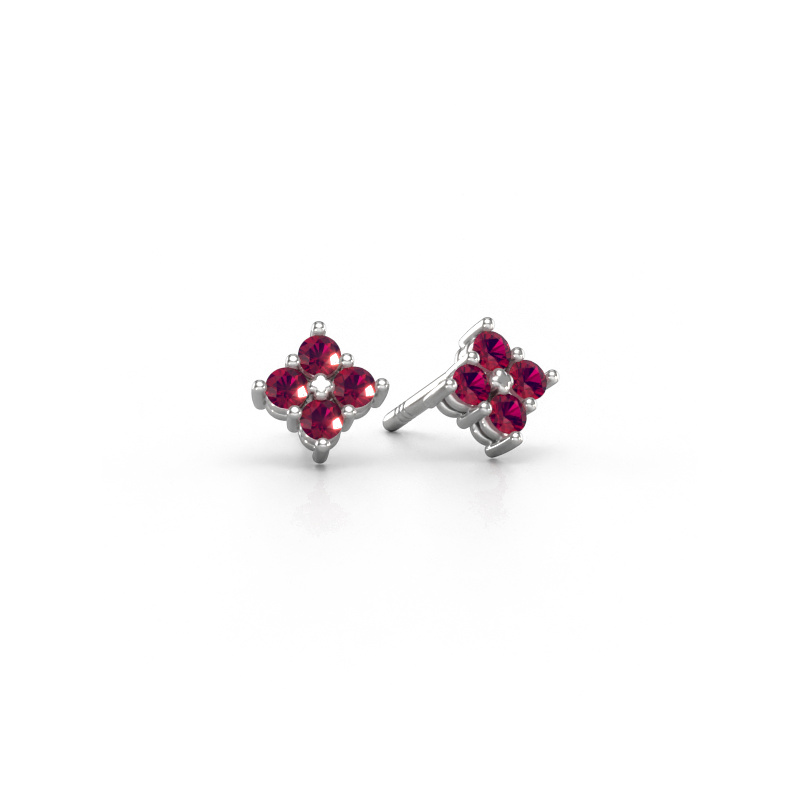 Image of Stud earrings Maryetta 585 white gold Rhodolite 2 mm