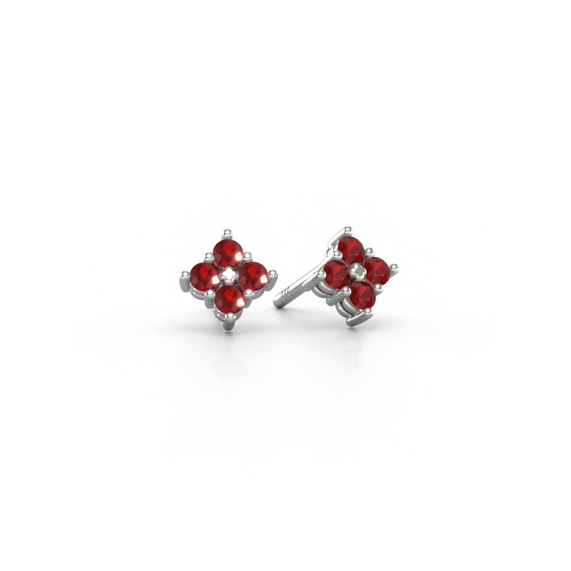 Image of Stud earrings Maryetta 585 white gold Ruby 2 mm
