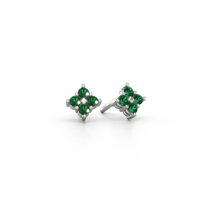 Image of Stud earrings Maryetta 585 white gold Emerald 2 mm