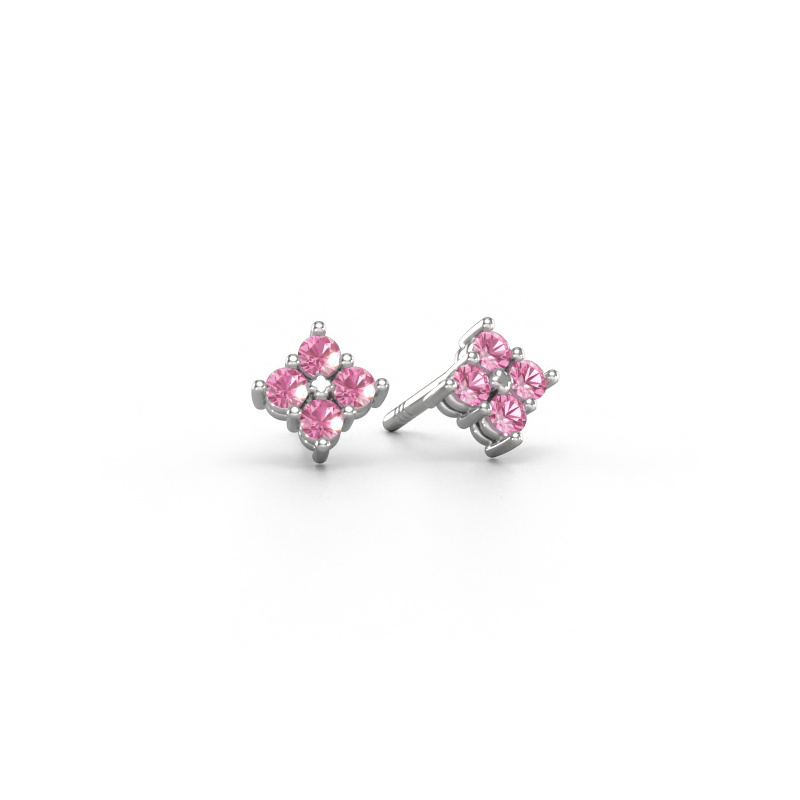 Image of Stud earrings Maryetta 950 platinum Pink sapphire 2 mm