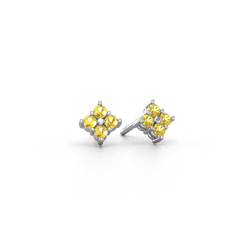 Image de Clous d'oreilles Maryetta 950 platine Saphir jaune 2 mm