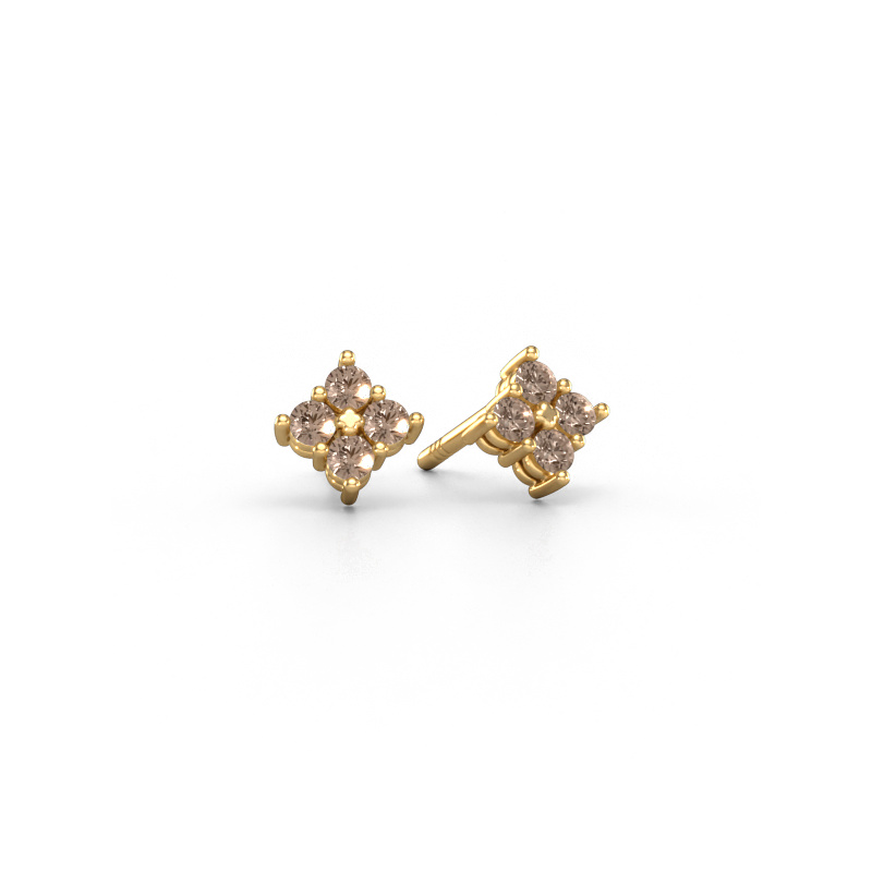 Image de Clous d'oreilles Maryetta 585 or jaune Diamant brun 0.24 crt