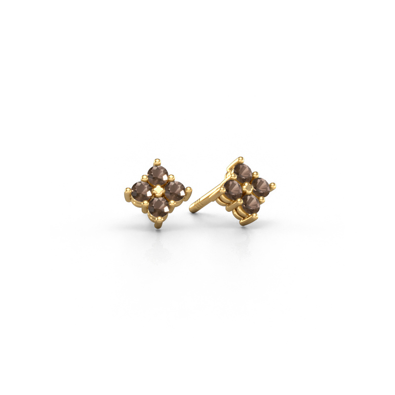 Image of Stud earrings Maryetta 585 gold Smokey quartz 2 mm