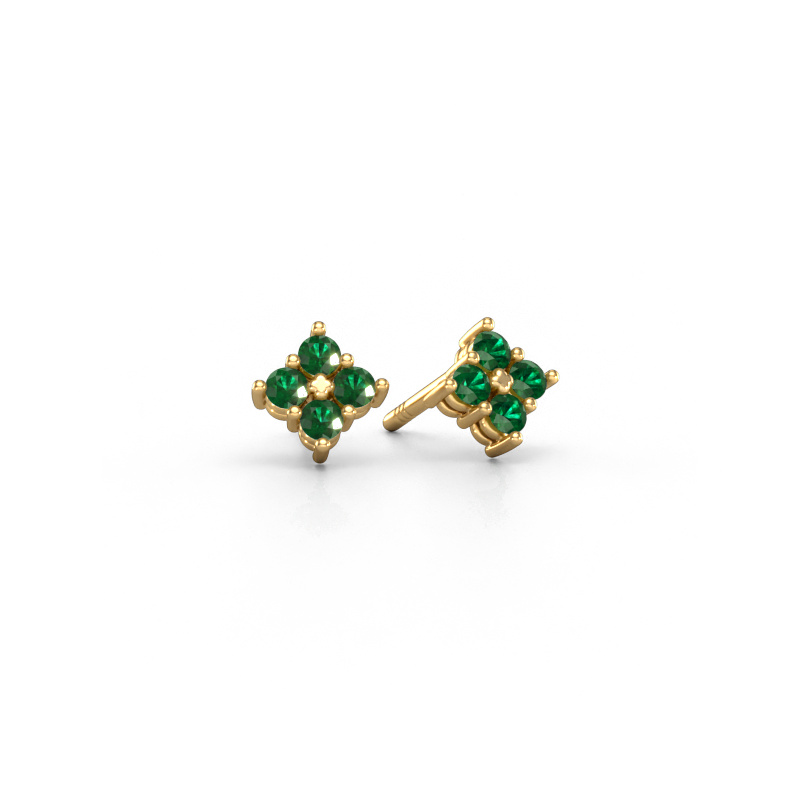Image of Stud earrings Maryetta 585 gold Emerald 2 mm