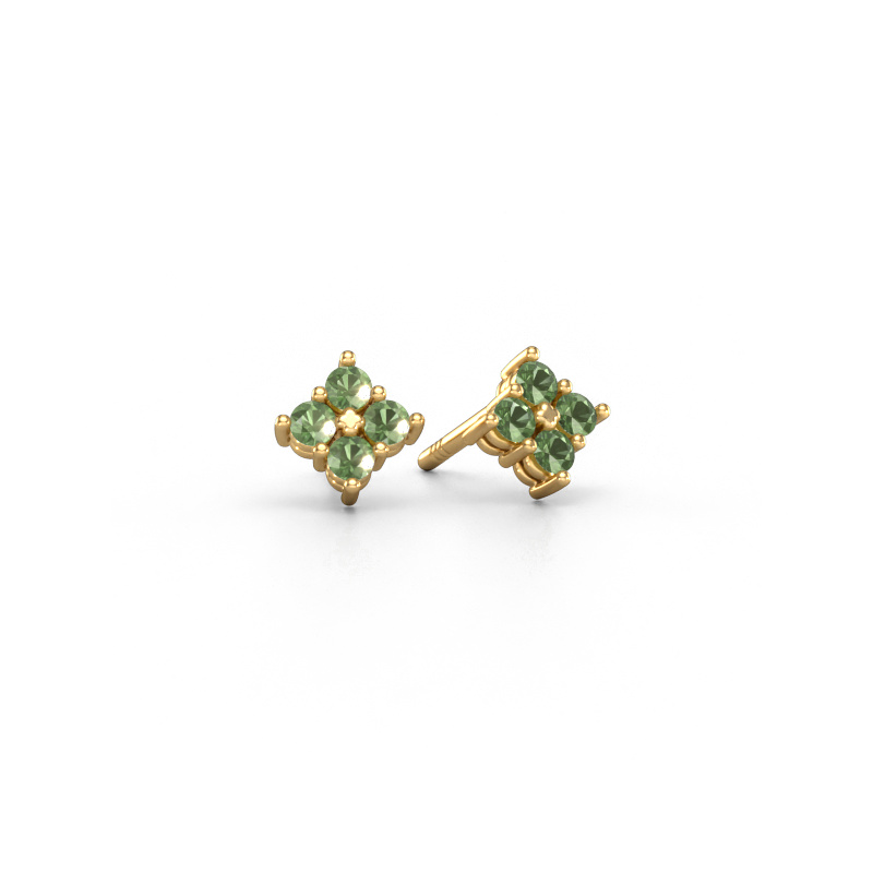 Image of Stud earrings Maryetta 585 gold Tourmaline green 2 mm
