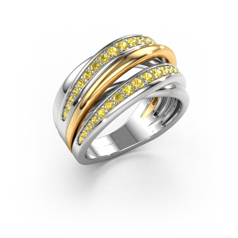 Image de Bague Marylouise 2 585 or blanc Saphir jaune 1.2 mm
