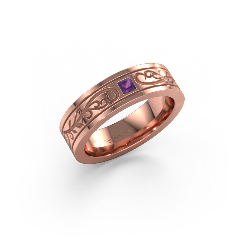 Image of Men's ring Matijs 585 rose gold Amethyst 3 mm