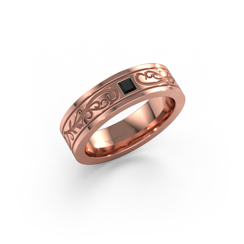Image of Men's ring Matijs 585 rose gold Black diamond 0.204 crt
