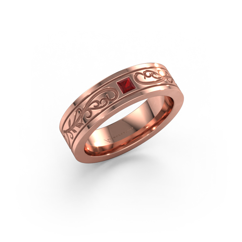 Image of Men's ring Matijs 585 rose gold Ruby 3 mm