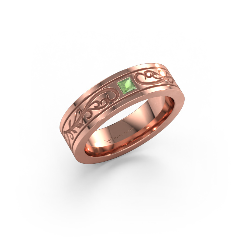 Afbeelding van Heren ring Matijs 585 Rosé goud Toermalijn groen 3 mm