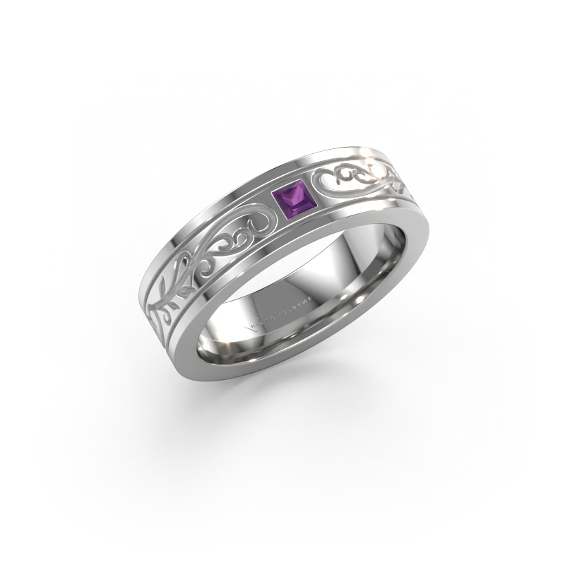 Bild von Herrenring Matijs 585 Weißgold Amethyst 3 mm