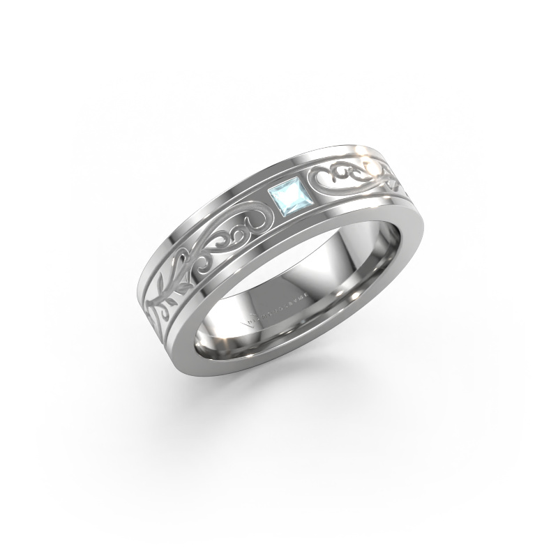 Image of Men's ring Matijs 585 white gold Aquamarine 3 mm