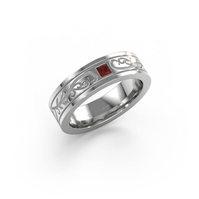Image of Men's ring Matijs 585 white gold Garnet 3 mm