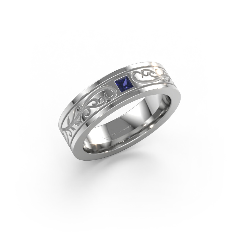 Image of Men's ring Matijs 585 white gold Sapphire 3 mm