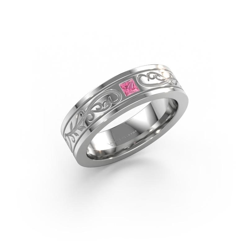 Image of Men's ring Matijs 585 white gold Pink sapphire 3 mm