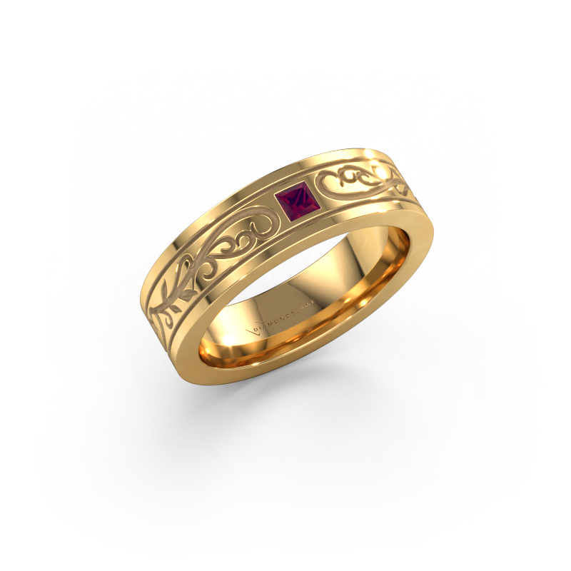 Image of Men's ring Matijs 585 gold Rhodolite 3 mm