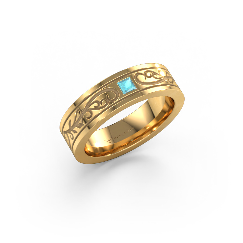 Image de Bague pour homme Matijs 585 or jaune Topaze bleue 3 mm