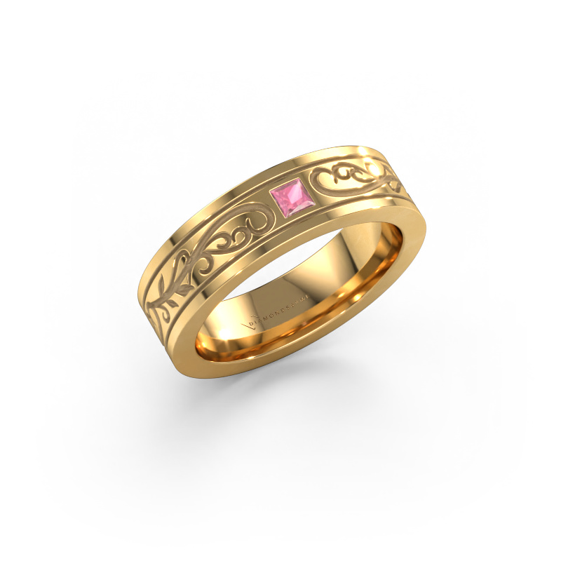 Image of Men's ring Matijs 585 gold Tourmaline pink 3 mm