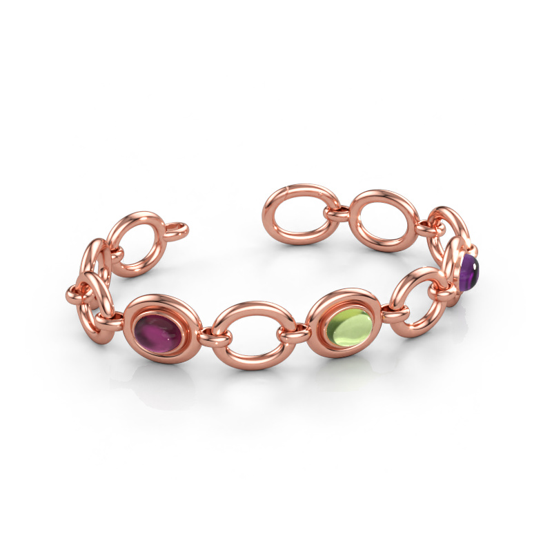 Immagine di Bracciale a maglie Maxima 3 585 oro rosa Rodolite 9x7 mm