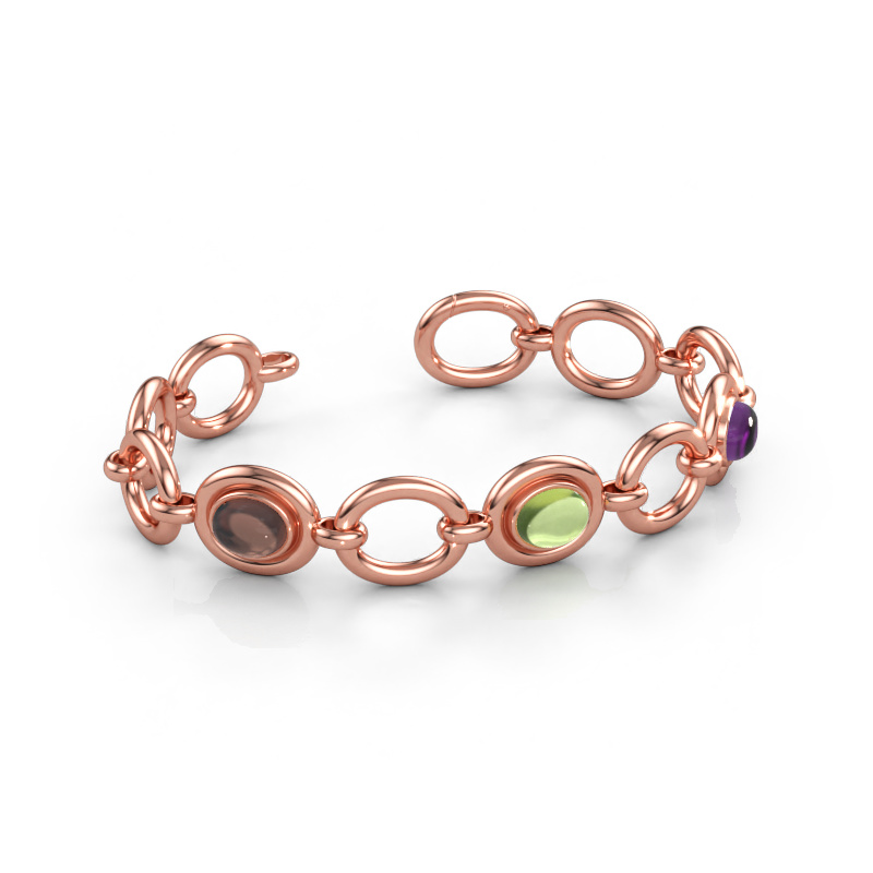 Bild av Länkarmband Maxima 3 585 roséguld Rökkvarts 9x7 mm