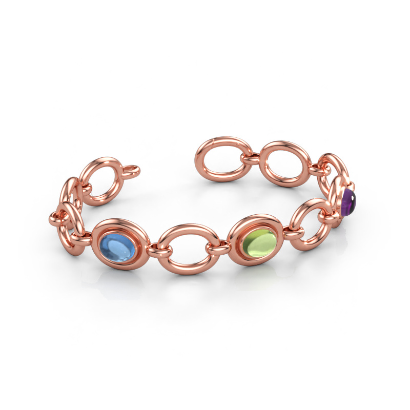 Immagine di Bracciale a maglie Maxima 3 585 oro rosa Topazio blu 9x7 mm