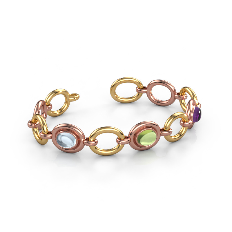 Image of Link bracelet Maxima 3 585 rose gold Aquamarine 9x7 mm